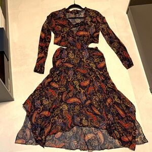 Maje Multicolor Paisley Long Sleeve Dress